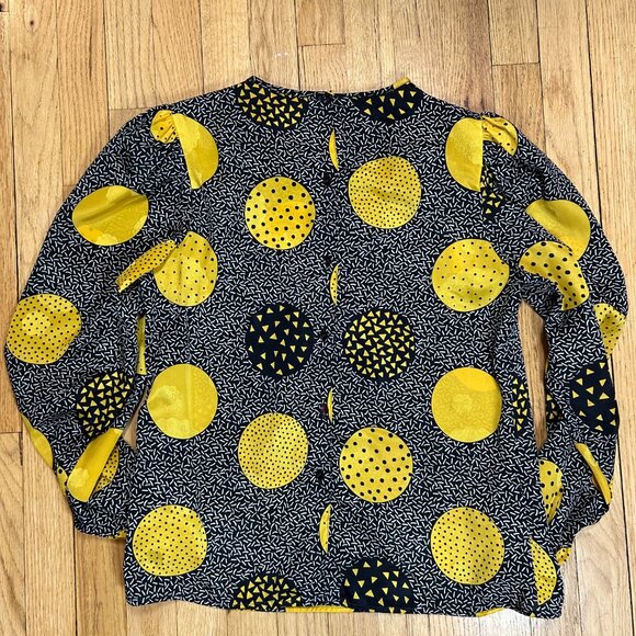 Black and Yellow Geometric Print Women's Top - Picture 2 of 2